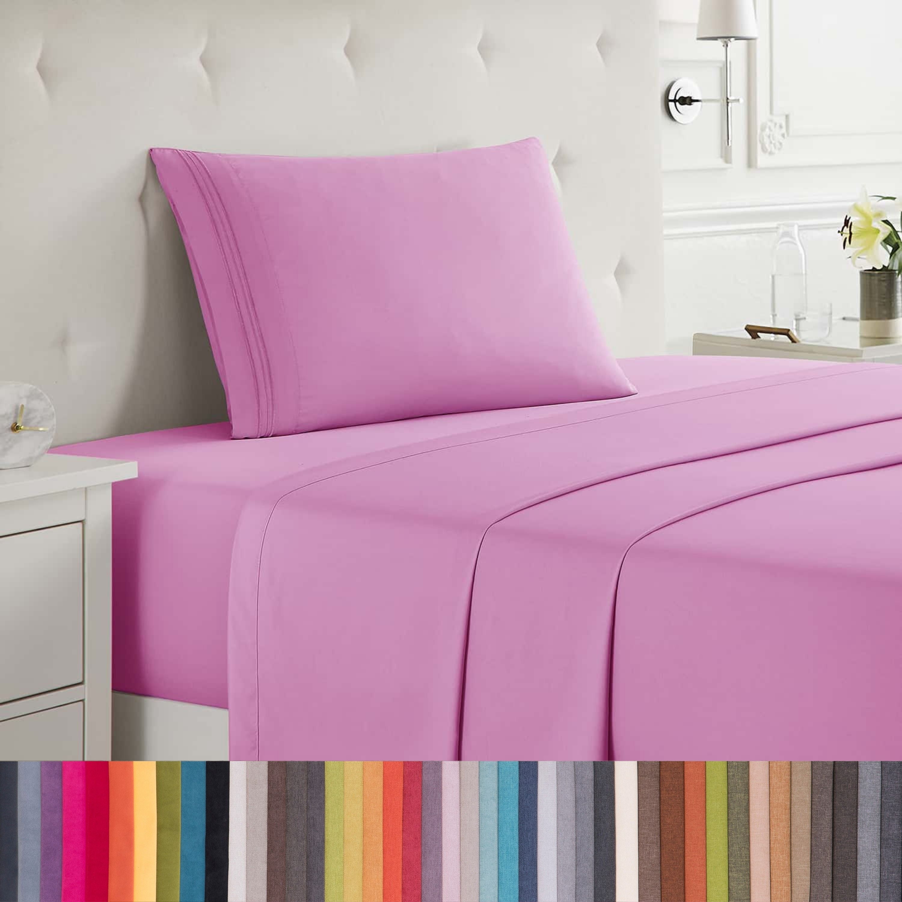 Lammaloe Twin XL Sheets Set, Hotel Style Deep Pocket 3 Piece Bed Sheets, Soft Microfiber Kids Bedding Set, Light Pink