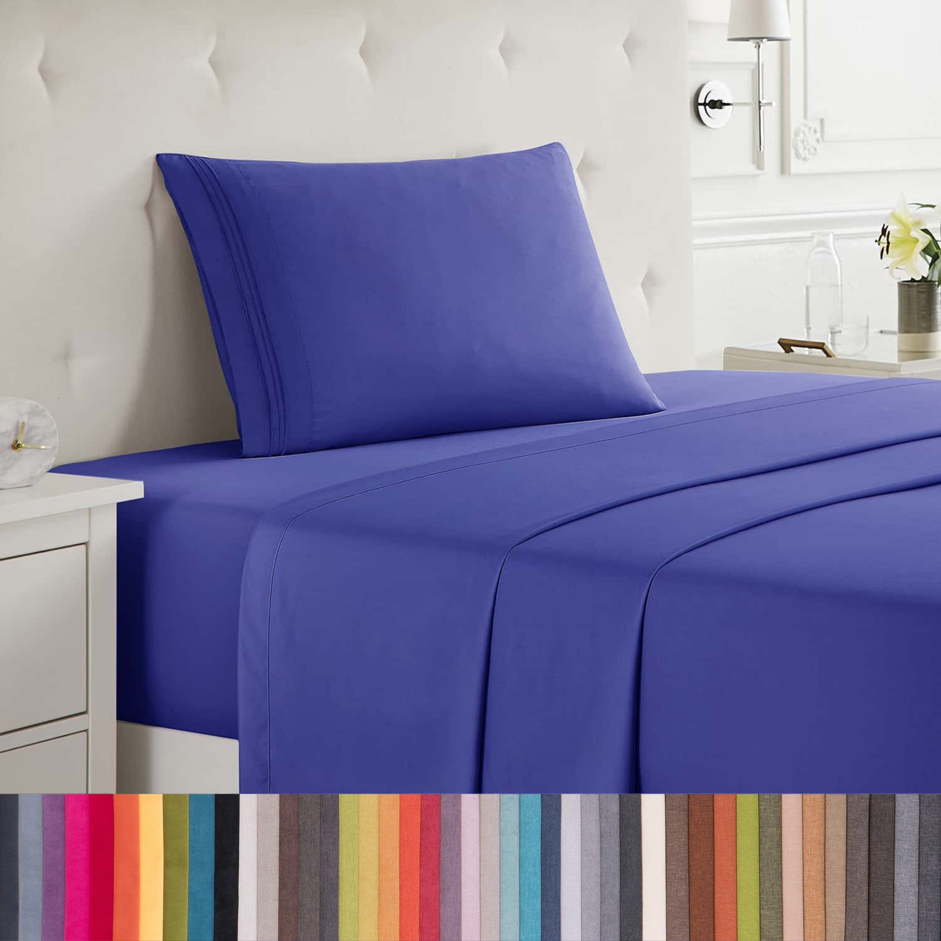 Lammaloe Twin XL Sheets Set, Hotel Style Deep Pocket 3 Piece Bed Sheets, Soft Microfiber Kids Bedding Set, Royal Blue