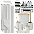 thumbnail image 1 of Lammaloe White Bathroom Accessories Sets and Shower Caddy for Bathroom Sets with Shower Curtain Sets and Rugs and Accessories for Bathroom Decor with Toothbrush Holder, 1 of 6