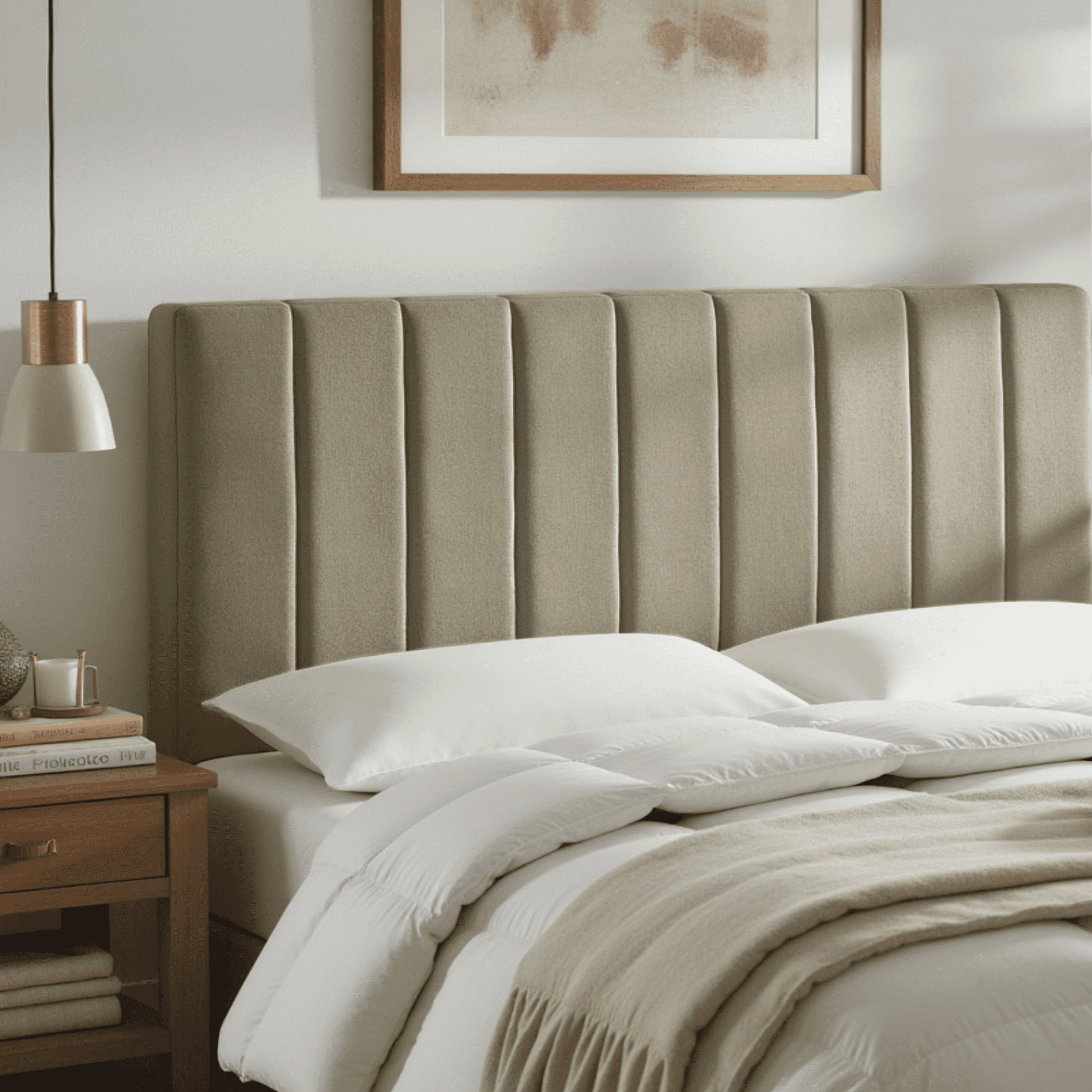 Lammlaoe Full Size Headboard, Upholstered Wall Mounted, Peel and Stick Installation, Sound Reducing 3D Panel Design, Easy Assembly, Olive Green