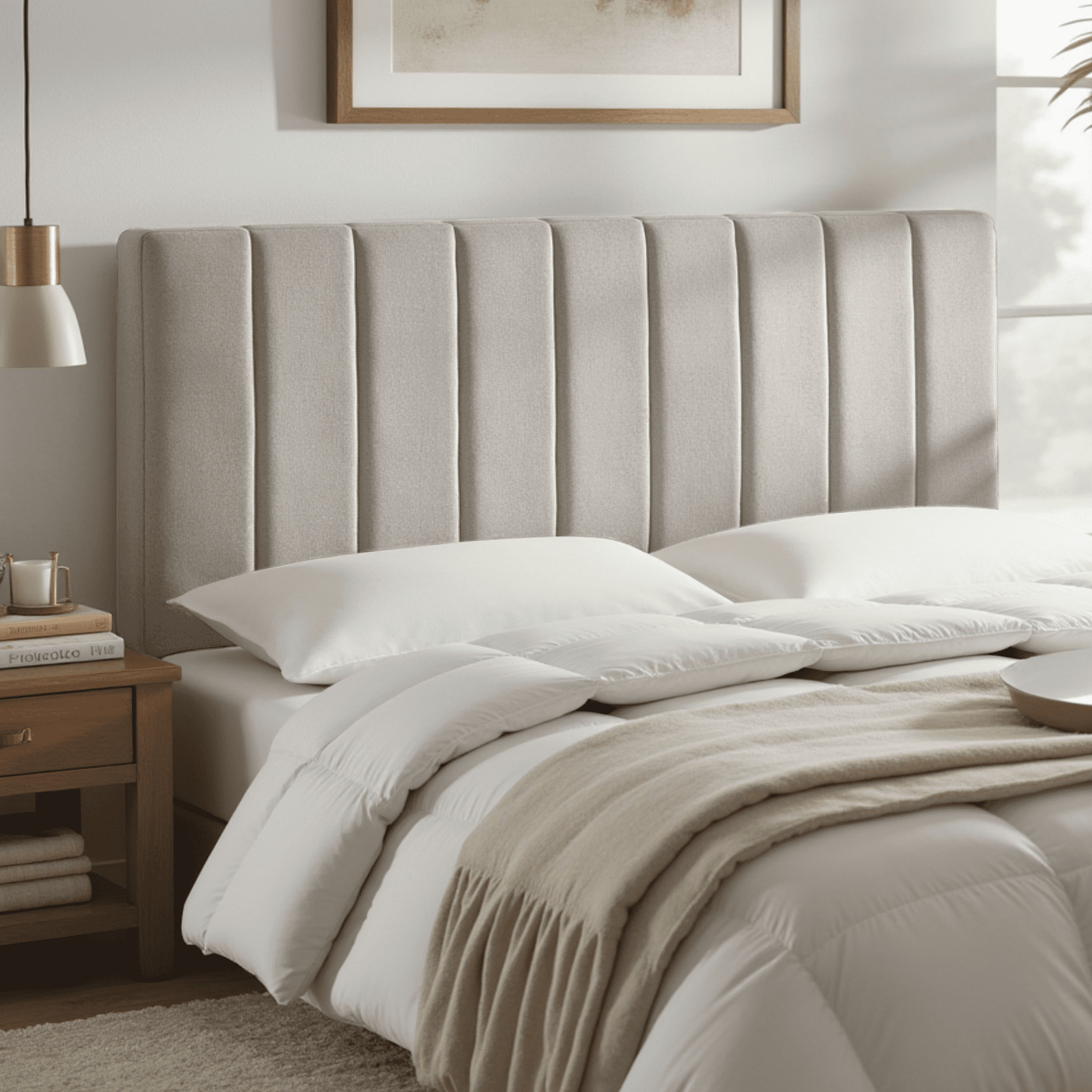 Lammlaoe Full Size Headboard, Upholstered Wall Mounted, Peel and Stick Installation, Sound Reducing 3D Panel Design, Easy Assembly, Silver