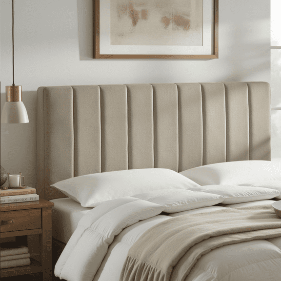 Lammlaoe Queen Headboard, Upholstered Wall Mounted, Peel and Stick Installation, Sound Reducing 3D Panel Design, Easy Assembly, Beige