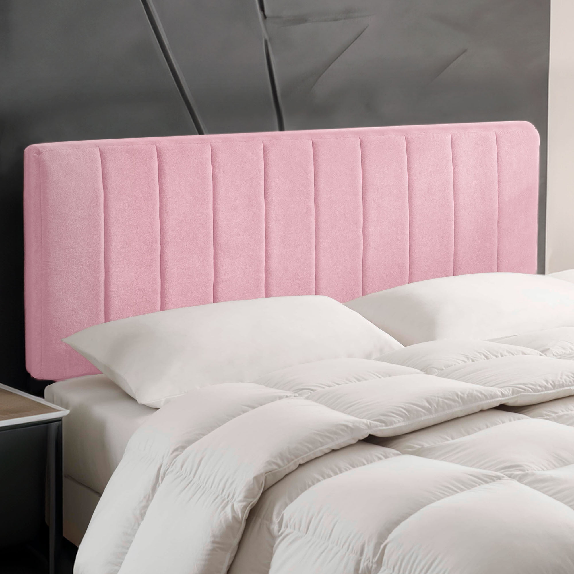 Lammlaoe Queen Headboard, Upholstered Wall Mounted, Peel and Stick Installation, Sound Reducing 3D Panel Design, Easy Assembly, Pink