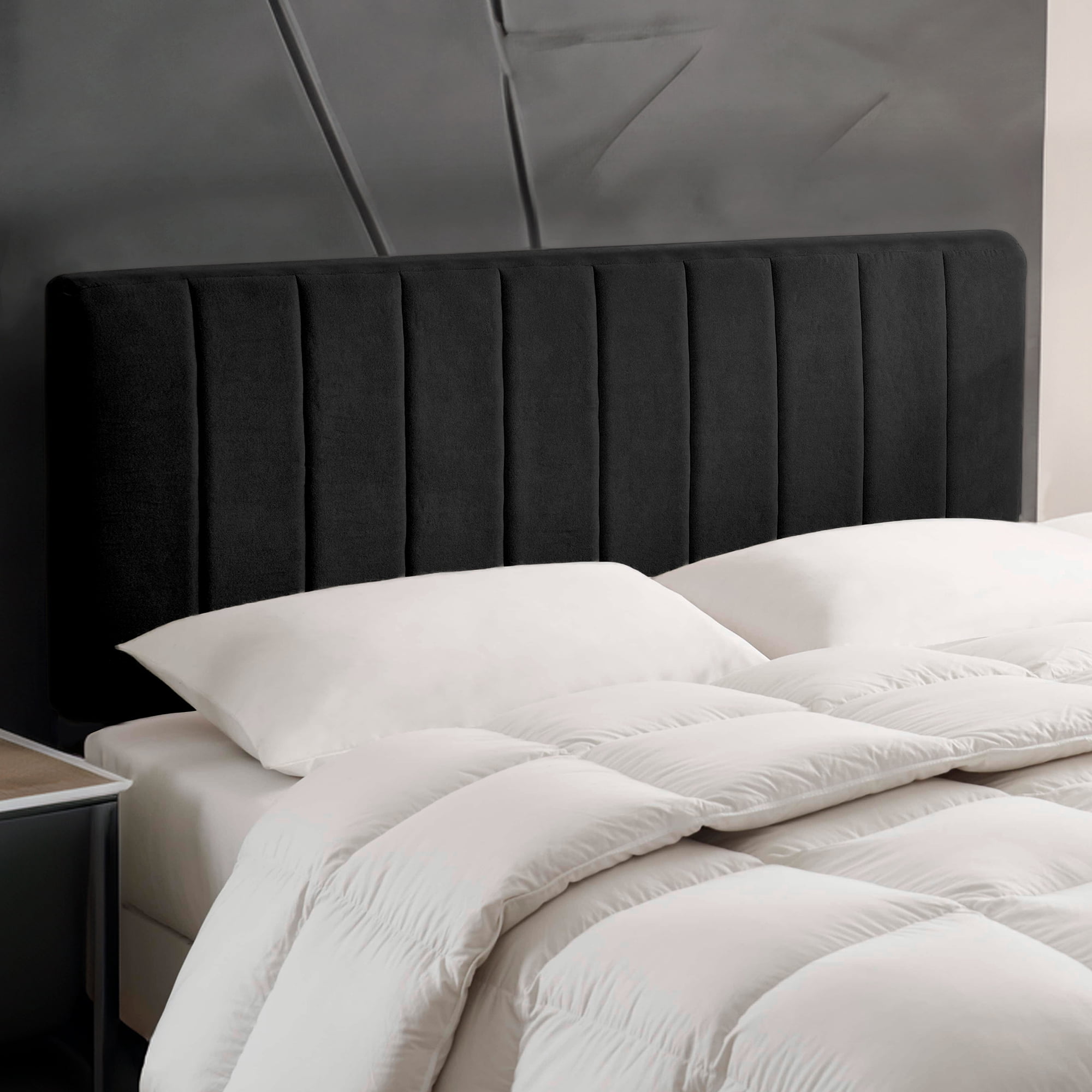 Lammlaoe Twin Headboard, Upholstered Wall Mounted, Peel and Stick Installation, Sound Reducing 3D Panel Design, Easy Assembly, Black