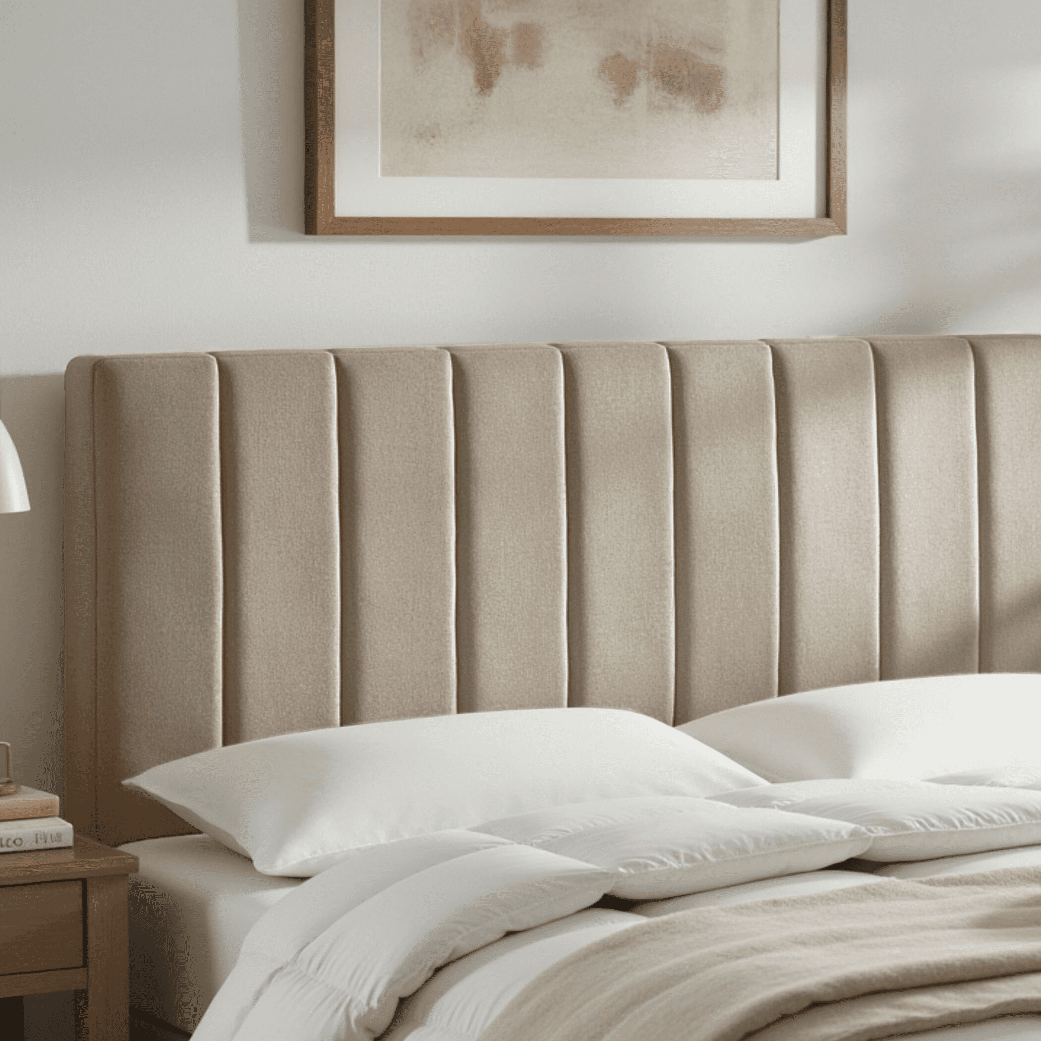 Lammlaoe Twin Headboard, Upholstered Wall Mounted, Peel and Stick Installation, Sound Reducing 3D Panel Design, Easy Assembly, Linen