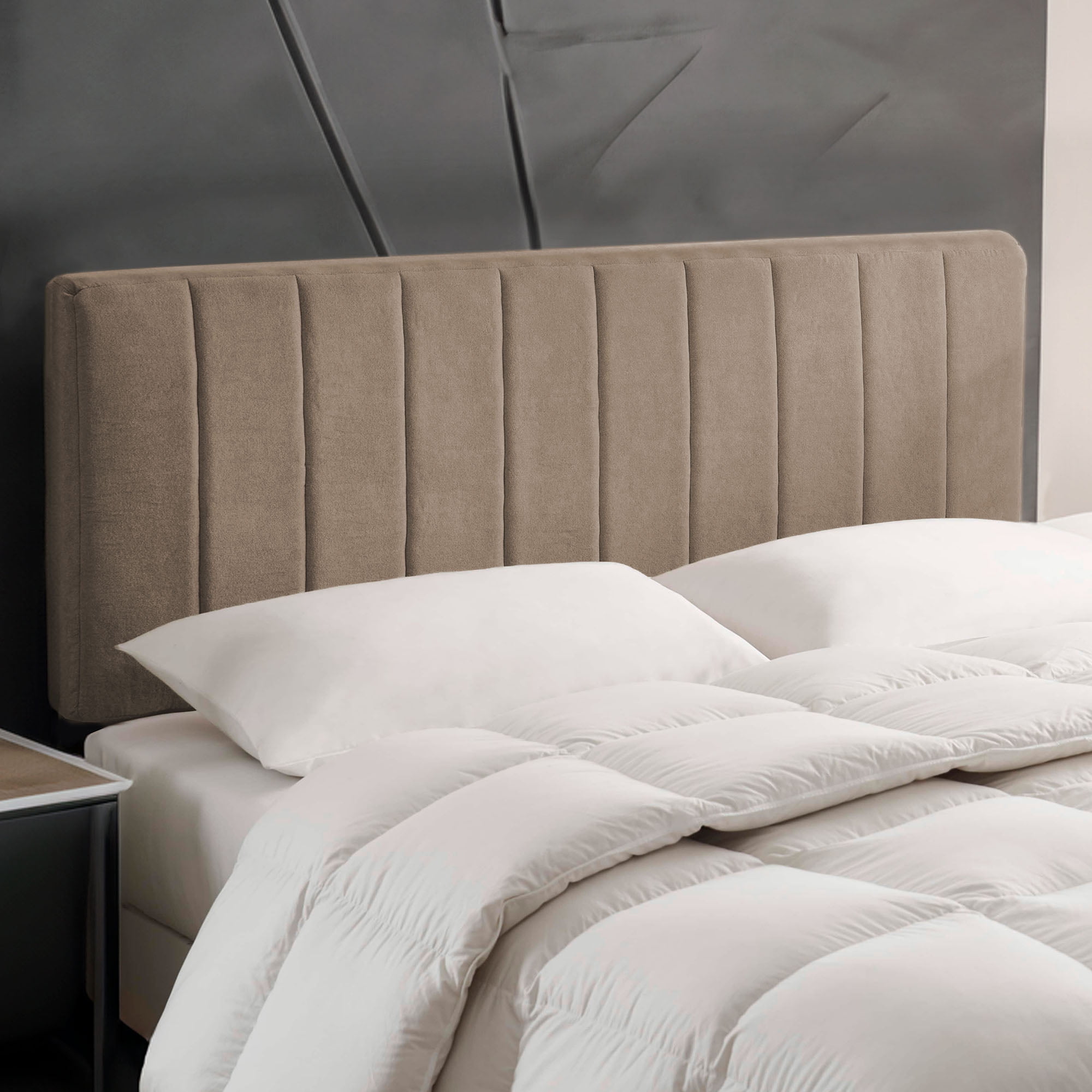 Lammlaoe Twin Headboard, Upholstered Wall Mounted, Peel and Stick Installation, Sound Reducing 3D Panel Design, Easy Assembly, Mocha