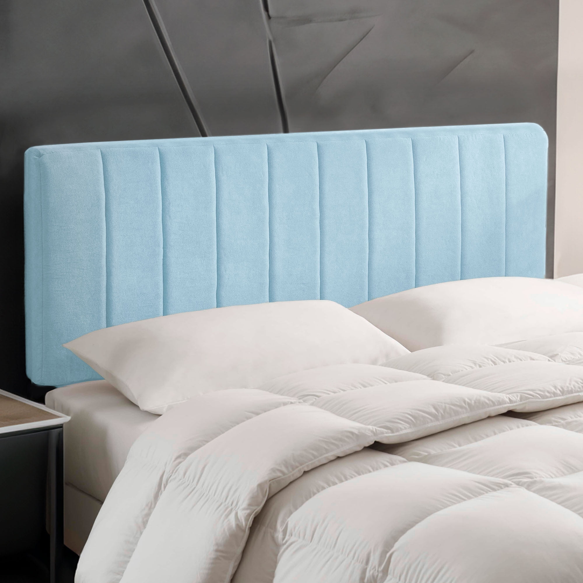 Lammlaoe Twin Headboard, Upholstered Wall Mounted, Peel and Stick Installation, Sound Reducing 3D Panel Design, Easy Assembly, Slate Blue