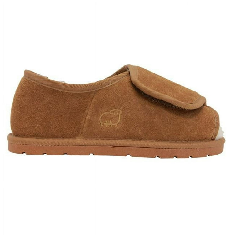 Lamo Sheepskin Womens Open Toe Wrap Slipper Chestnut Extra