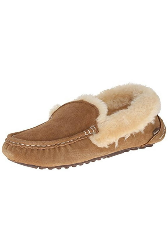 Womens Ausie Moc Suede Fleece Lined Loafer Slippers