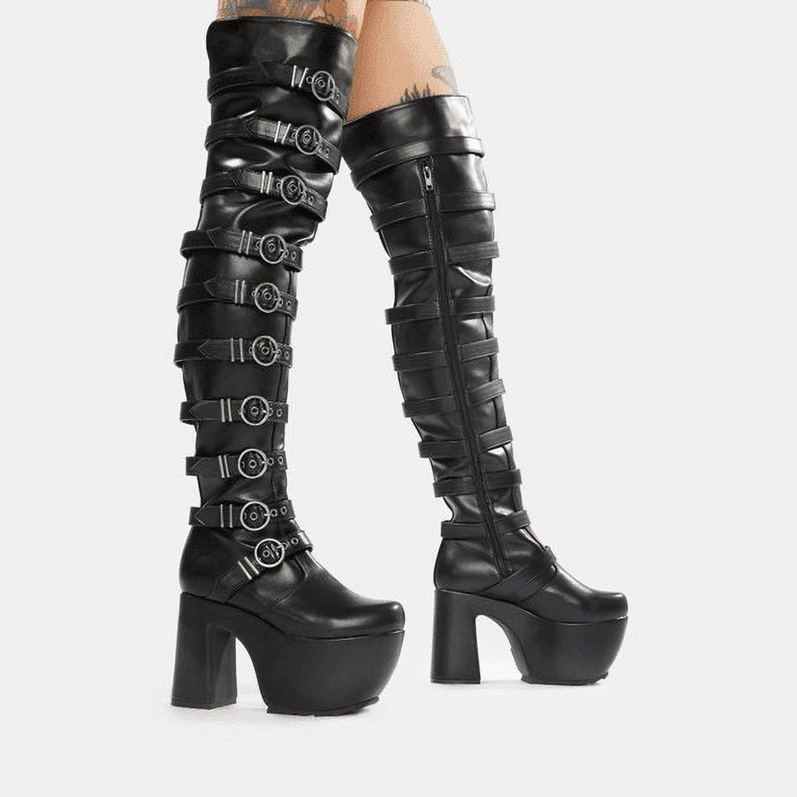 Lamoda Hardcore Goth Emo Strappy Thigh High Boots Size 7 - Walmart.com