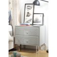 thumbnail image 1 of Lamont Light Grey Side Table - Greek Key Lacquer-Finish, Lucite Leg,, 1 of 9