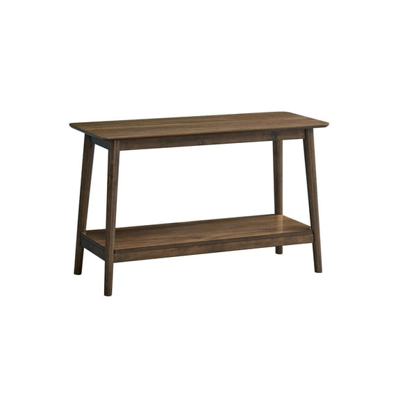 Lamonte Walnut Sofa Table W/Shelf Modern Design, Durable Rubber Wood, Space-Saving Entryway & Home Office Solution