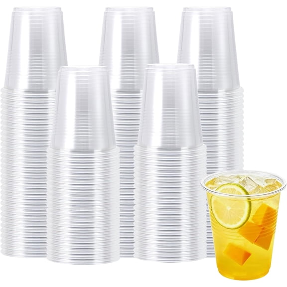 Lamosi 100 Pack 5 oz Clear Plastic Cups, Disposable Party Cups | for Home Kitchen Bar, Small Clear Plastic Cocktail Tumblers for Mouthwash Bathroom, Tasting, Drinking