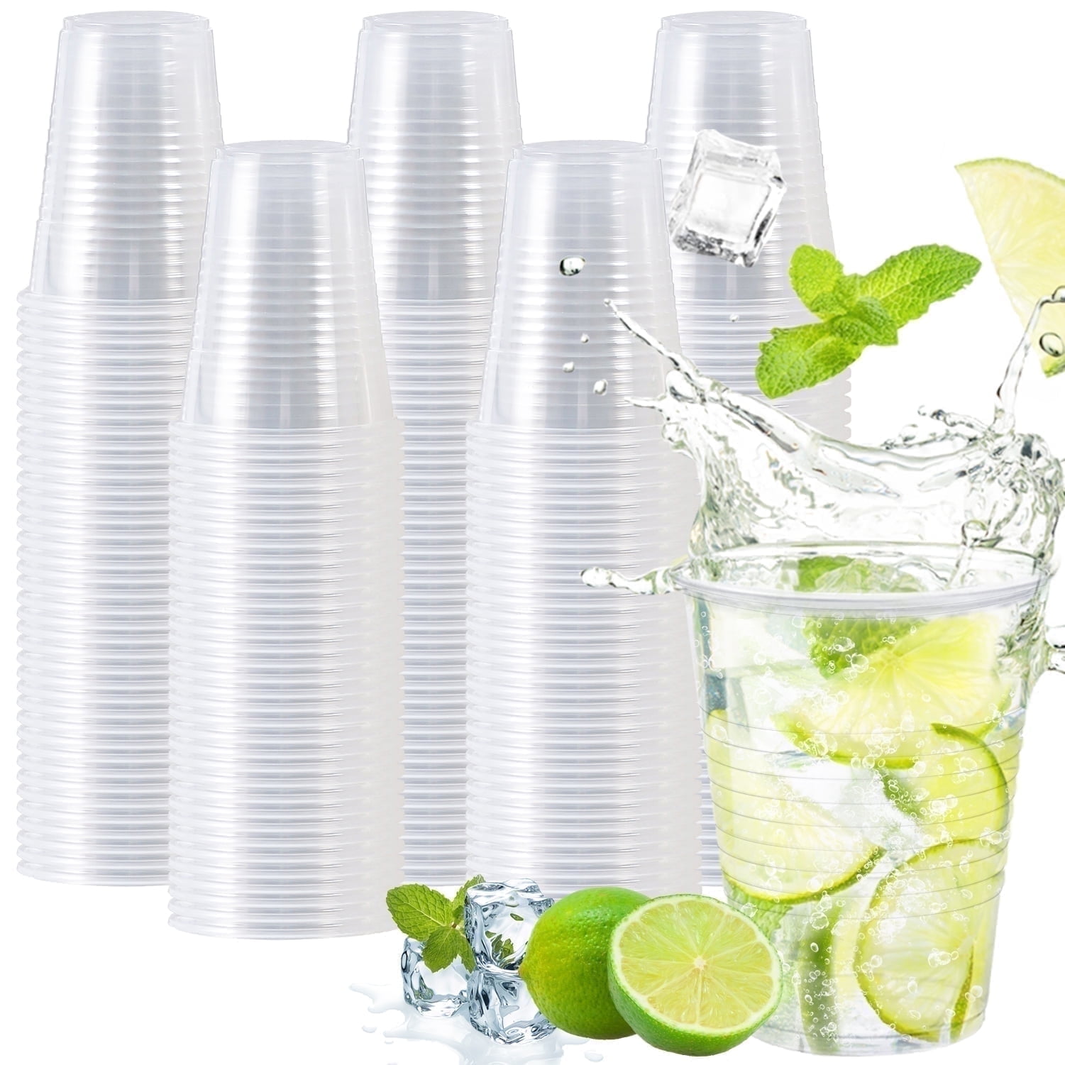 Lamosi 12 oz Clear Plastic Cups Disposable Crysta Cold Drinking Cup, 300 Pack