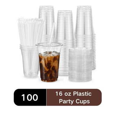 Comfy Package Clear Plastic Cups 12 Oz Disposable Coffee Cups with Lids ...