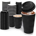 thumbnail image 1 of Lamosi 16 oz Paper Cups with Lids,Disposable Insulated to Go Cup,Ripple Double Wall,Black 100 Count, 1 of 10