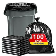 Lamosi 30-33 Gallon Trash Bags Heavy Duty, 32"x39" Black Garbage Bags, Outdoor Garbage Can Liners Black ,100 Count
