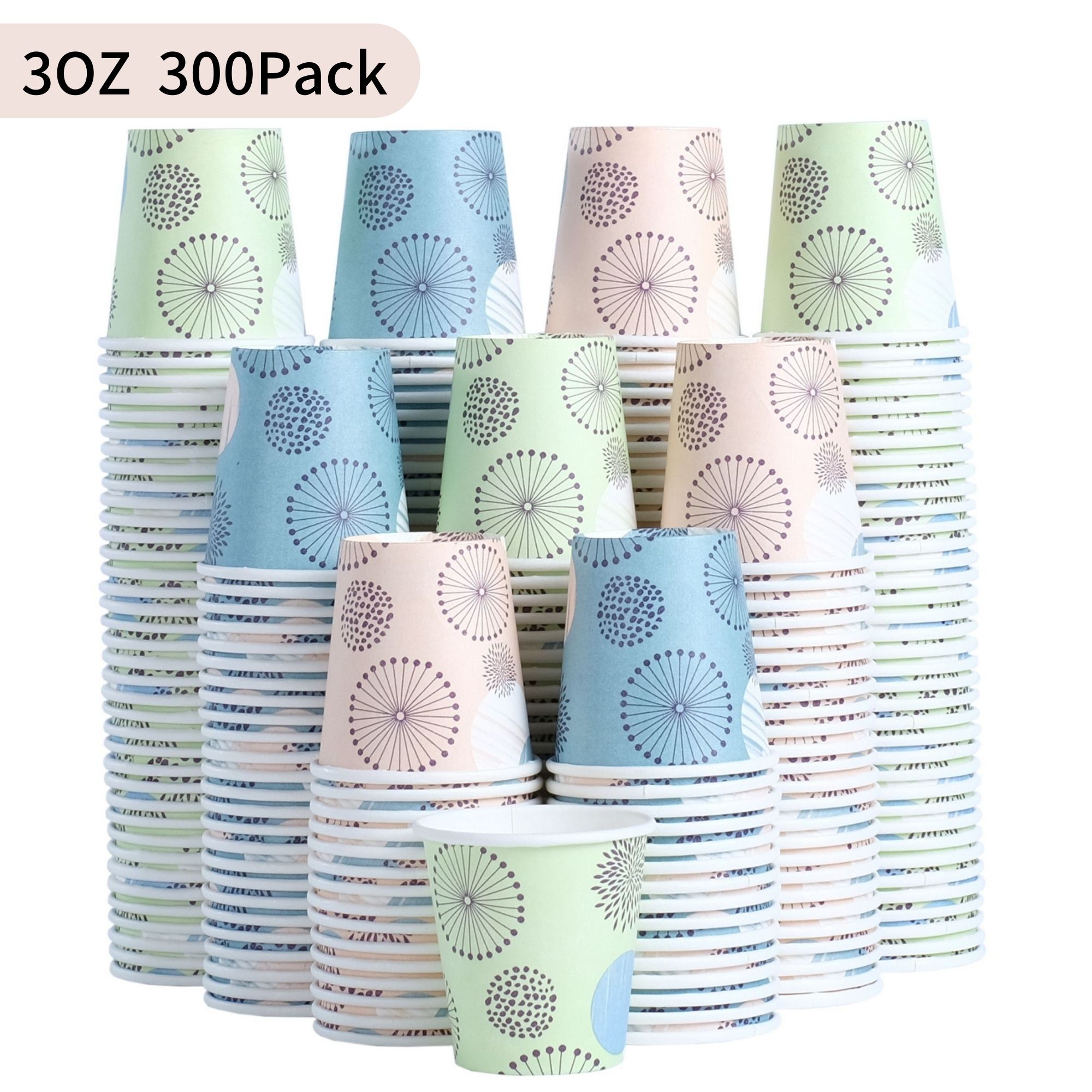 300 Pack 3 Oz Disposable Paper Cups – Small Bathroom Mouthwash Or Snack Cups