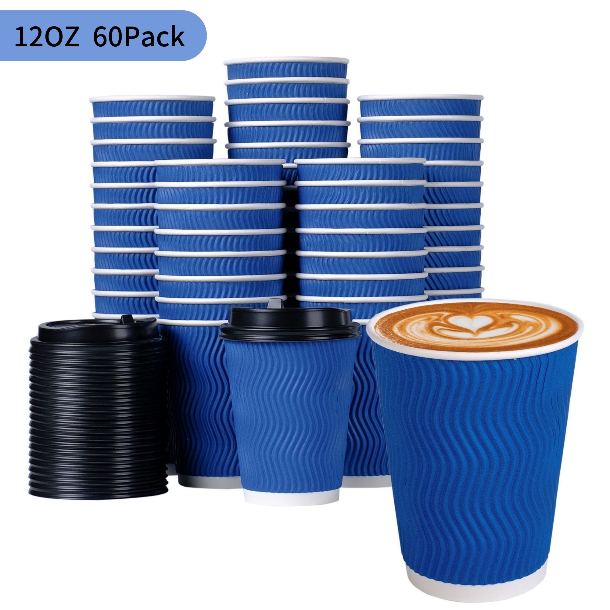 Avant Grub 12 oz Coffee Shop Disposable Paper Cups with Recyclable Dome