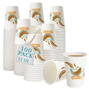 Lamosi Disposable Paper Cups 12 oz Hot Cups, 100 Count