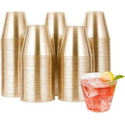 Lamosi Disposable Plastic Cups,Gold,9 oz,50 Count