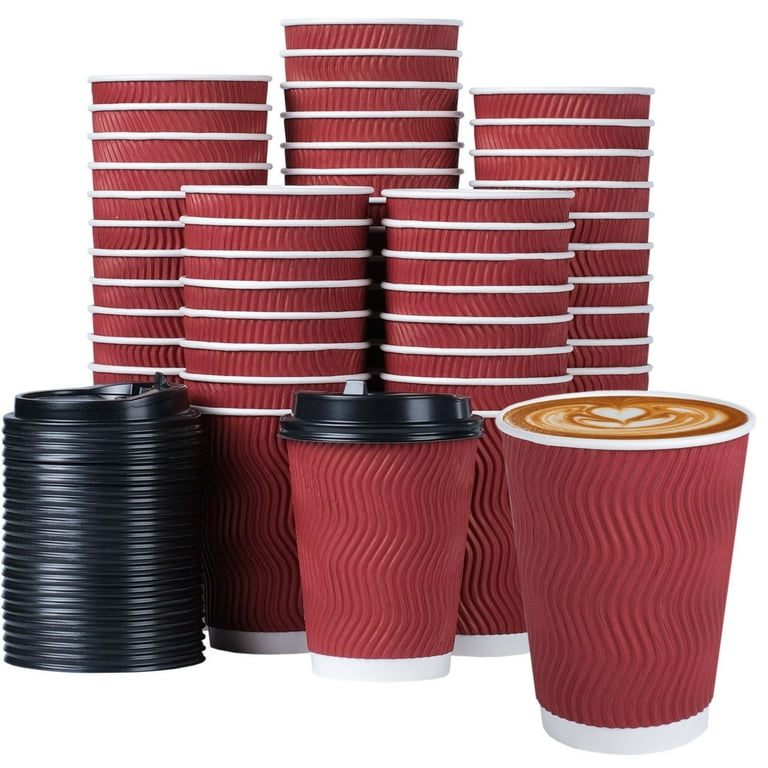 Lamosi 60 Pack 12 oz Disposable Coffee Cups with Lids, Paper