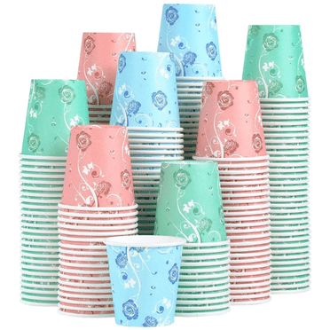 Lamosi 5 oz Paper Cups, Disposable Bathroom Cups, 300 Count, Multicolor ﻿