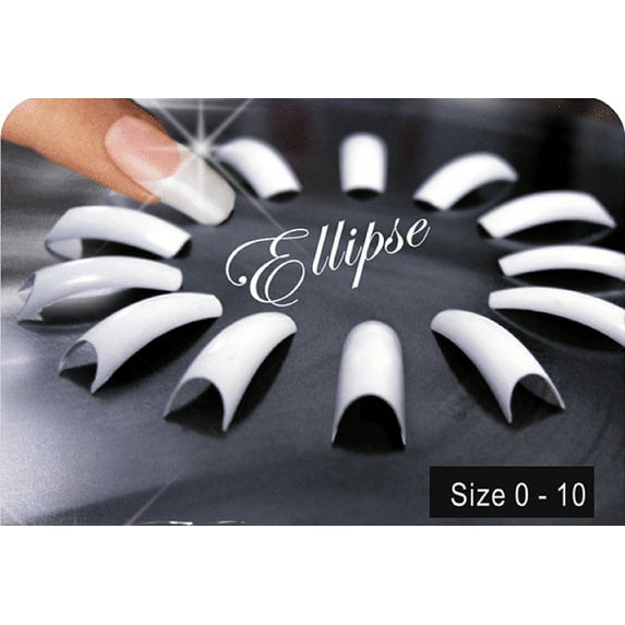 Lamour Nail Tips - Ellipse French White Tips -Deep C Curve Size 0 to 10 * 550 ct *