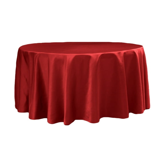 Lamour Satin 120" Round Tablecloth 100% polyester - Apple Red