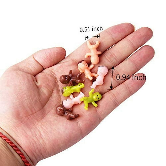 200 Pieces Mini Plastic Babies Mixed Race For Baby Shower Party Favor Supplies Ice Cube Game Party Decorations 1 Inch (Dark Brown, Latin, Pink, Green)
