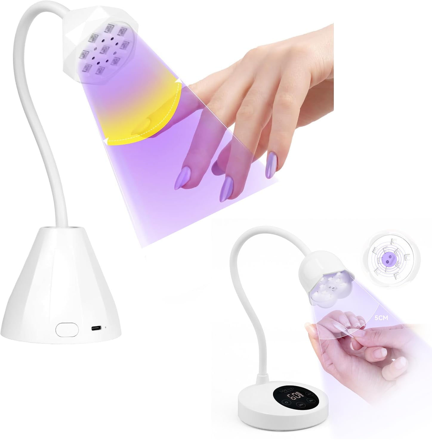 Lamp-30W Gel X Lamp Mini Cordless Nail Lamp for Gel Nail Polish 27W U V Light for Gel Nails: Smart Sensor U V Gel X Lamp 10s Flash Cure Intellisense Gooseneck U V