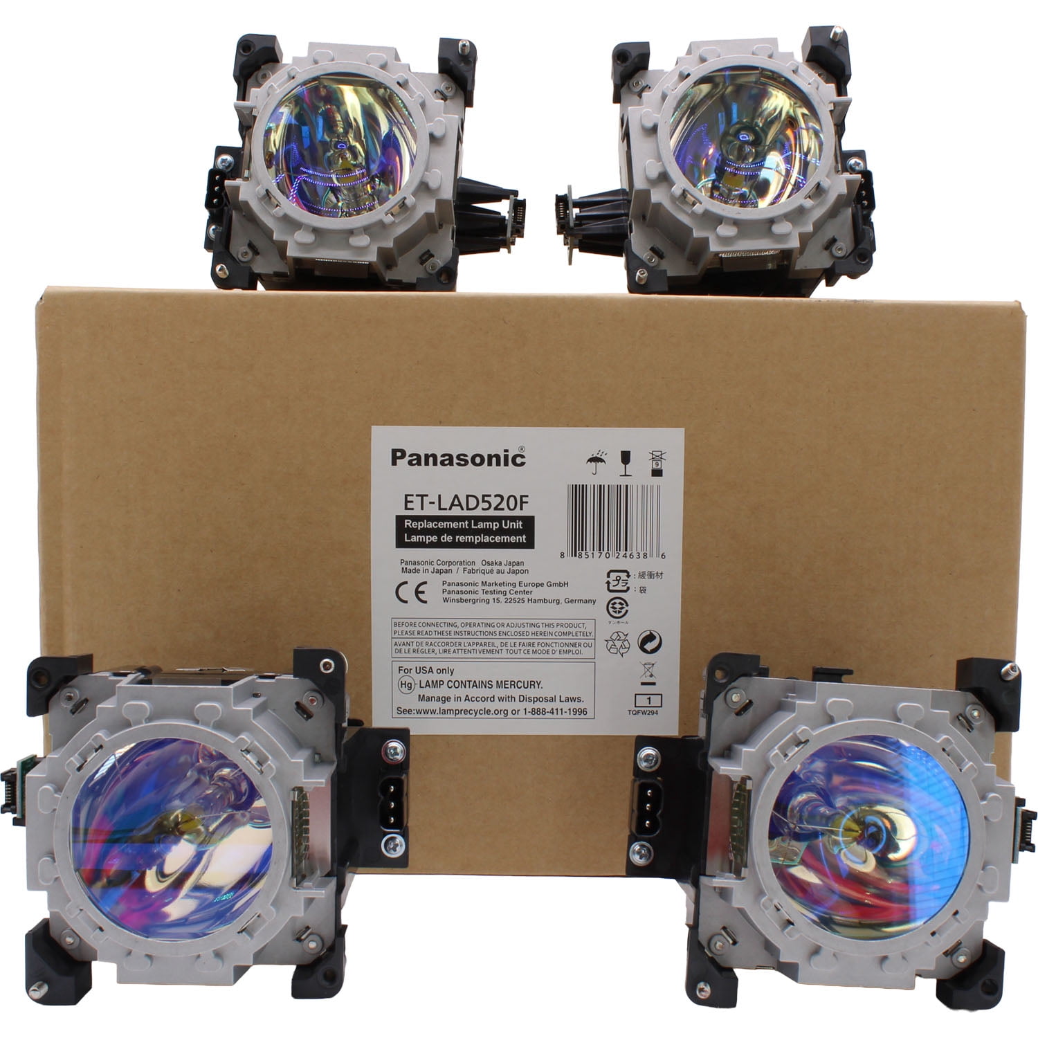 OEM Lamp & Housing QuadPack for The Panasonic PT-DZ21K2 Projector
