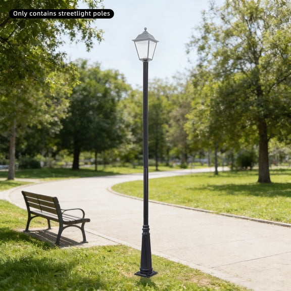 Lamp Post - 122"H Classic Black Outdoor Iron Stable Base - Easy Install
