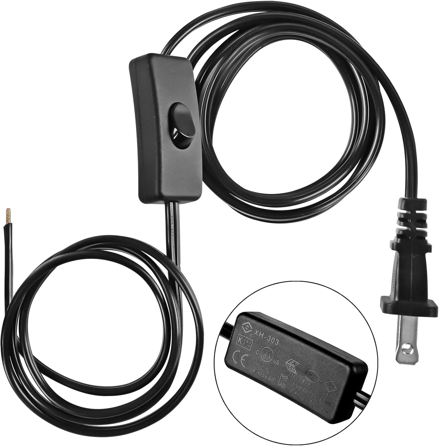 Lamp Power Cord with On/Off Switch 3A/120V, UL Certified Lamp Wire with