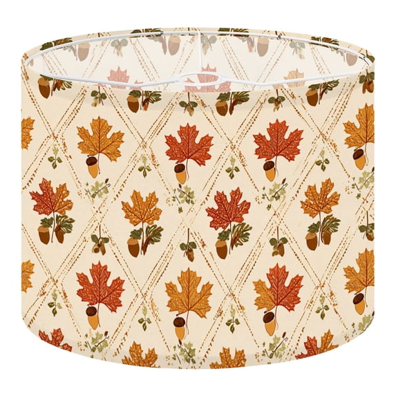 Autumn Rustic Maple Drum Lamp Shade Rustic Autumn Maple Leaves Acorns Warm Orange Botanical ...