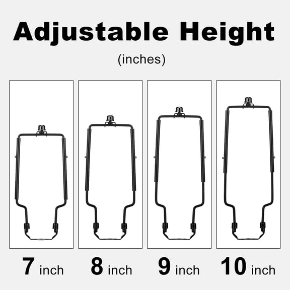 Lamp Shade Harp, 7 8 9 10 inch Adjustable Lamp Harp Kit, Hardware Parts Included Harp Frame and Finials, Standard Saddle, E14 E26 E27 Light Base UNO Fitter Adapter, Lamp Shade Holder (Black)
