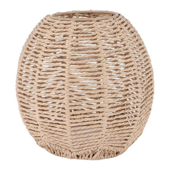 Rattan Lamp Shade for Pendant, Floor, Chandelier Lamps - Khaki Basket Style Light Fixture for Bedroom, Living Room, Dining, Hallway