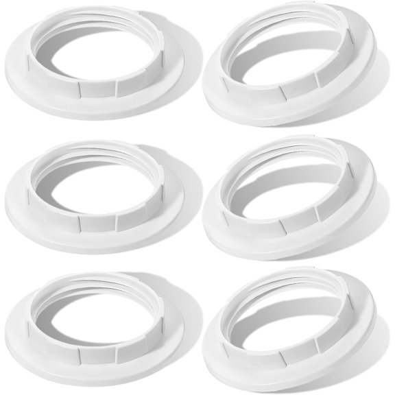 Lamp Shade Ring, 6 Pcs E26 Plastic Lamp Shade Adapter Ring White Light Socket Rings 1.59'' Inner Diameter Retaining Rings Replacement Parts for Glass Lamps Shades, Hanging Lamps Holders