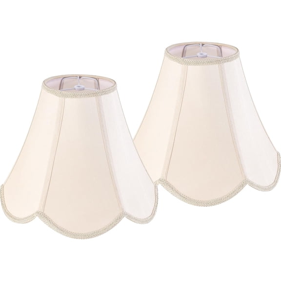 Lamp Shade Set of 2,6" x 13" x 10.6",Bell,Yellowish Beige Petals | Hand Crafted,Silk Fabric,Victorian Lamp Shade,Spider Fitter,Bell Lamp Shades for Table Lamps,Floor Lamps,Easy Assembly