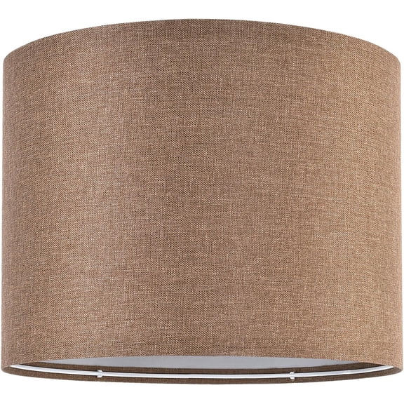 Lamp Shade for Table Lamps, Drum Lampshade for Floor Lamps, 13" Top X 13" Bottom X 10" High Large Lamp Shade, Coffee Brown Modern Fabric Lampshade, Easy Assembly Replacement Lamp Shade Spider Fitter