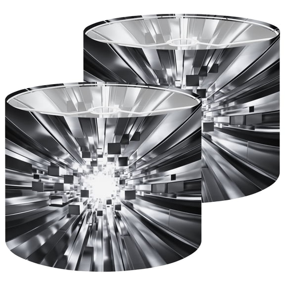 Lamp Shades Set of 2 Abstract Metallic Structures Bright Light Reflections geometric 13" x 13" x 10" Lampshade for Table Lamps Floor Lamps Lamp Shade Replacement Easy Assembly Required