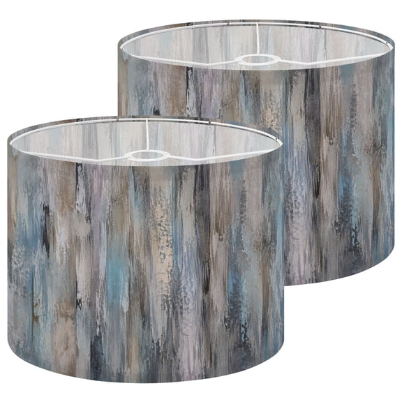 Lamp Shades Set of 2 Abstract Wooden Blue Purple Tones 13" x 13" x 10" Lampshade for Table Lamps Floor Lamps Lamp Shade Replacement Easy Assembly Required