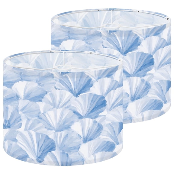 Lamp Shades Set of 2 Blue White Watercolor Fan Shell 13" x 13" x 10" Lampshade for Table Lamps Floor Lamps Lamp Shade Replacement Easy Assembly Required