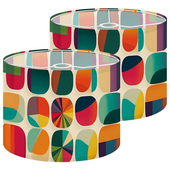 Lamp Shades Set of 2 Colorful Abstract Geometric Curved Rectangular Shapes 13" x 13" x 10" Lampshade for Table Lamps Floor Lamps Lamp Shade Replacement Easy Assembly Required