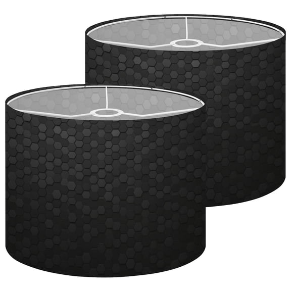 Lamp Shades Set of 2 Dark Hexagon Geometric Metallic Modern Industrial Abstract 13" x 13" x 10" Lampshade for Table Lamps Floor Lamps Lamp Shade Replacement Easy Assembly Required
