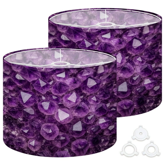 Lamp Shades Set of 2 Easy Assembly Amethyst purple crystals Gems Mineral crystals natural environment Drum Lampshades for Table Lamps Floor Lamps Pendant Light 13"x13"x10" Replacement Lamp Shade