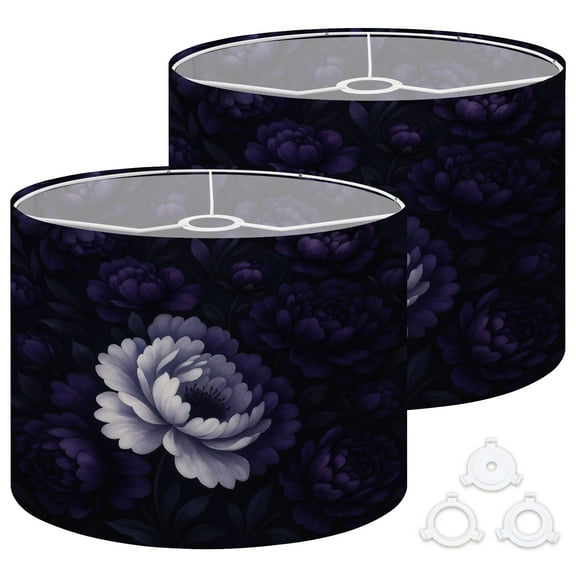 Lamp Shades Set of 2 Easy Assembly Decorative Tranquil Interlace Peonies Leaves Petals Floral Arrangement Drum Lampshades for Table Lamps Floor Lamps Pendant Light 13"x13"x10" Replacement Lamp Shade