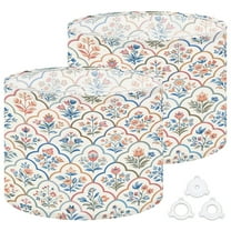 Lamp Shades Set of 2 Easy Assembly Floral Soft Pink Blue Green Accents Geometric Drum Lampshades for Table Lamps Floor Lamps Pendant Light 13"x13"x10" Replacement Lamp Shade