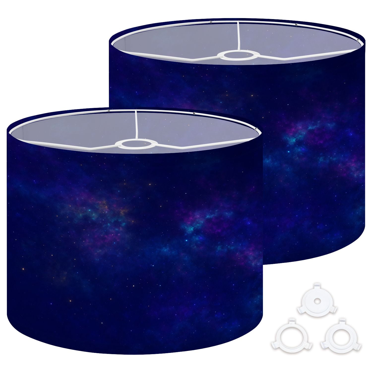 Lamp Shades Set of 2 Easy Assembly Galaxy Outer Space Colorful Nebula ...