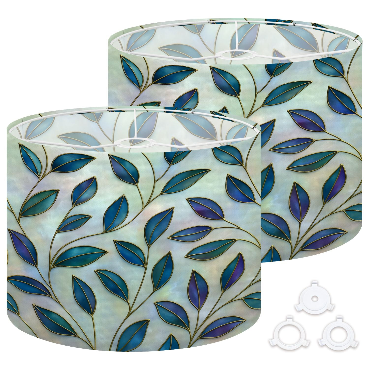 Lamp Shades Set of 2 Easy Assembly Leaves stylized mother pearl texture ...